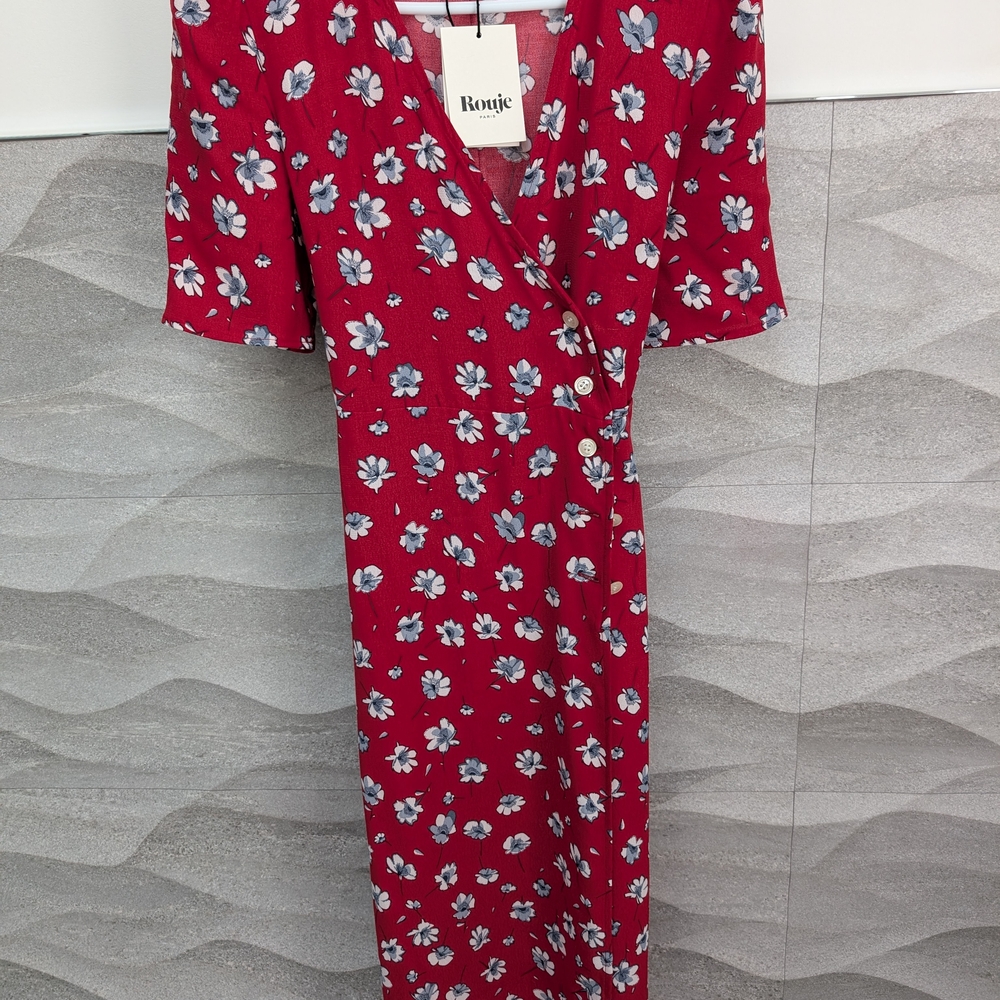 Red Floral Wrap Dress